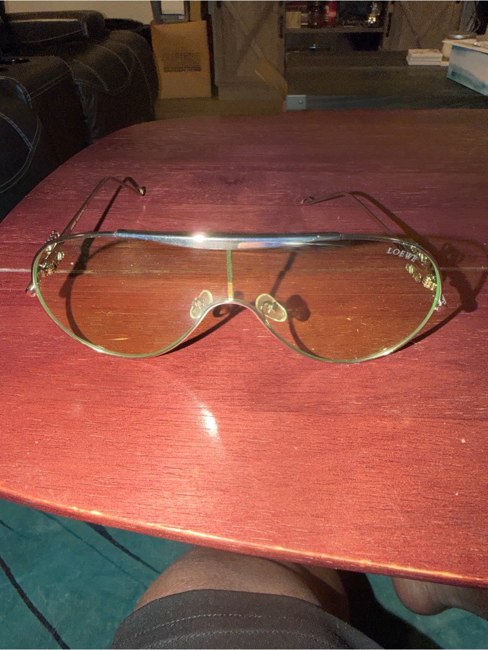 Loewe Gold Aviator Sunglasses with Green Tint - Picture 1 of 3